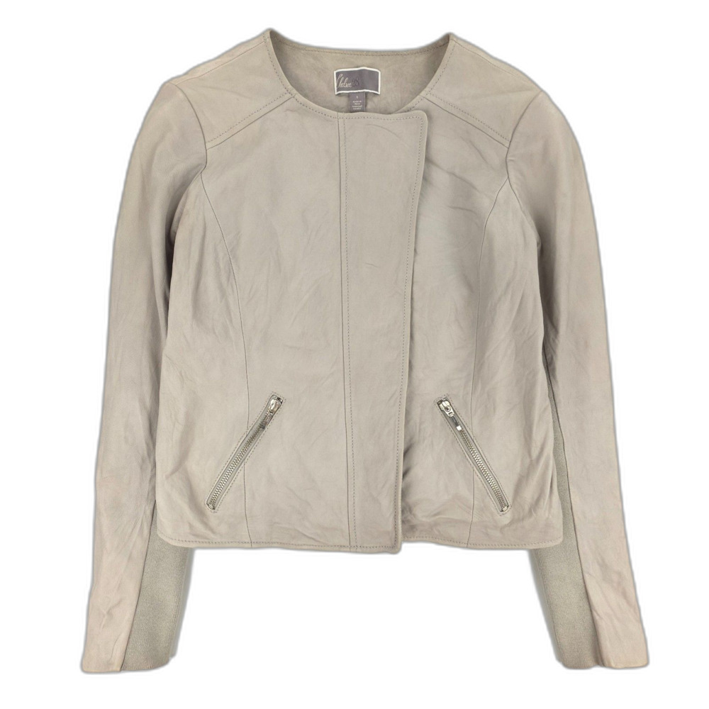 CHELSEA28 Leather Jacket Tailored Biker Old Money Clean Girl Moto Western Taupe